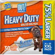 OUT! Heavy Duty XXL Dog Pads, Absorbent Pet Training and Puppy Pads, 30 Pads, 26 x 30 Inches